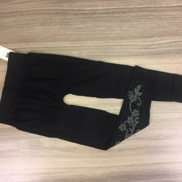 Black Rhinestone High Rise Leggings - Picture 5 of 8